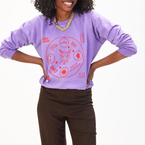 Clare V. Graphic Print Crew Neck Sweater Size XS - Picture 2 of 5